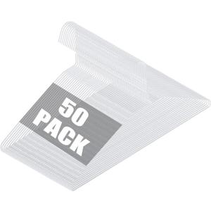50 Pack Metal Wire Hangers Bulk 15.9 Inch 13Guage Dry Cleaner Hangers Thin Space Saving Suit Holder for Home Clothing (50, White)