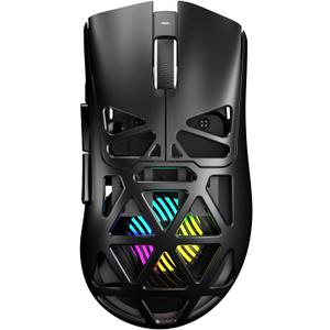 Aula SC620 Wireless Gaming Mouse, Tri-Mode 2.4GHz/USB-C/BT5.3 Computer Mouse with 12000 DPI, Programmable Macro Gamer Mouse with Rapid Fire Key, RGB Light Gaming Mice for PC/Laptop/Mac(Black)