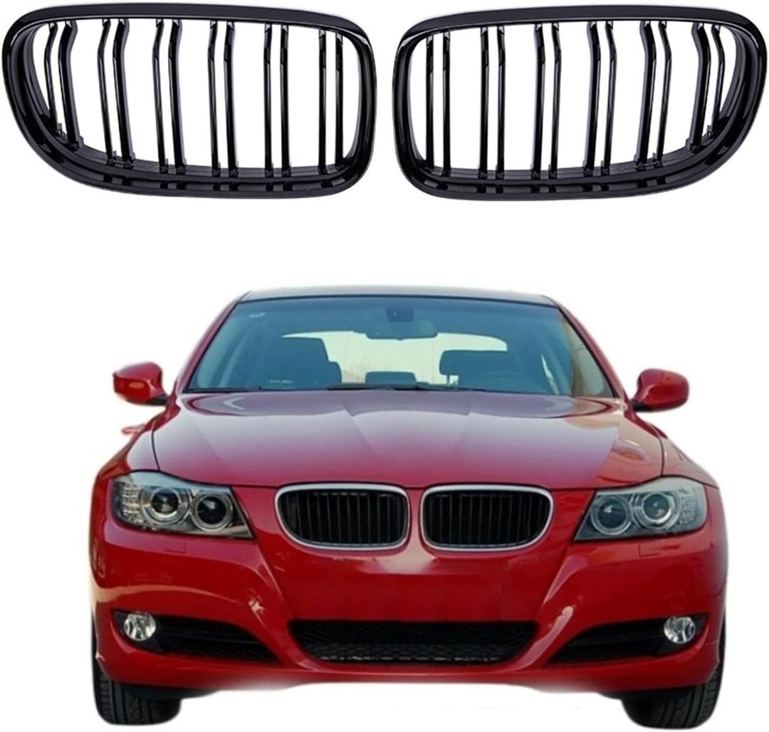 Car Grille Grill Front Kidney Glossy 2 Line Double Slat For B&M&W 3 Series E90 E91 2009 2010 2011 2012 Car Styling