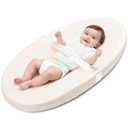 Baby Diaper Changing Pad, Wipeable Baby Changing Pad for Dresser, Contoured Waterproof Changing Pad with PU Cover, Non-Slip Safety Belt & Bottom, Portable, Lightweight (Beige)