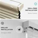 Joydeco No Tools No Drill Window Blinds for Indoor Windows, Blackout Shades Cellular Shades Cordless, No Drill Blinds for Windows, Window Shades for Home, Bedrooms, Doors (Beige, 34" W x 64" H)