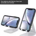 Adjustable Cell Phone Stand, OMOTON Aluminum Desktop Cellphone Stand with Anti-Slip Base and Convenient Charging Port, Fits All Smart Phones, Silver
