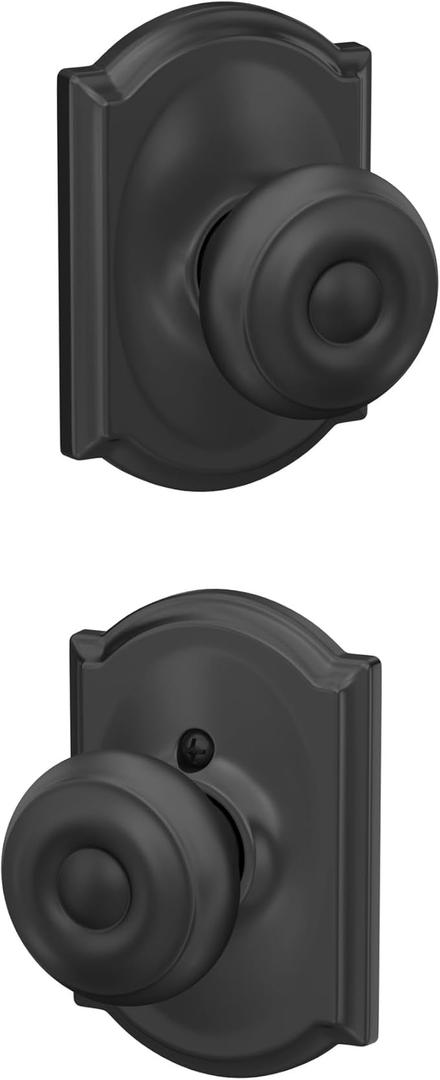Schlage F10 GEO 716 CAM Georgian Door Knob with Camelot Trim, Hall & Closet Passage Lock, Aged Bronze (Passage, Aged Bronze)
