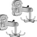 Hanging Utensil Holder Hooks Kitchen Utensil Hanger Wall Mount 360 Rotating Folding Hook Strong Suction Cup Hook Utensil Rack with 6 Hooks for Kitchen Bathroom Cabinet 2 Pack (Transparent)