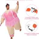 Poptrend Inflatable Ballet Costumes for Adult Funny Blow up Fat Costume with Crown Headband Halloween Party Role Play (Pink) (Pink)