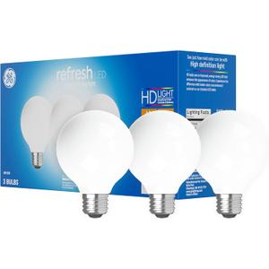 GE Refresh LED Light Bulbs, 40 Watt, Daylight, G25 Globe Bulbs, Frosted, Medium Base (3 Pack)