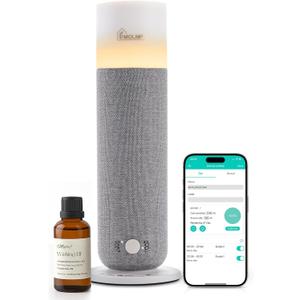 Hotel Collection Diffuser Machine,Fabric-Wrapped Design,Candlelight Atmosphere Lamp,Whisper-Quiet,1000 Sq Ft,Scent Waterless Essential Oil Diffuser,Scent Air Machine Home - Grey
