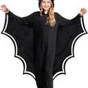 Spooktacular Creations Halloween Kid Bat Costume Glow in the Dark, Bat Wings Costume, Black Jumpsuit for Boy, Girls (Large(10-12 yrs))