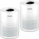 2 Pack Air Purifiers for Bedroom H13 True HEPA Air Filter Cleaner, Odor Eliminator, Remove Smoke Dust Pollen Pet Dander, Night Light For Home Living Room Dorm, Quiet 24dB Filtration System