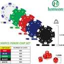 Homwom Poker Chip Set - 500PCS Poker Chips with Aluminum Case, 11.5 Gram Chips for Texas Holdem Blackjack(500pcs)