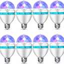 8 Pcs Disco Light Bulb Rotating E26/E27 Party Light Bulbs Rotating Colorful Bulb Changing LED Bulbs Strobe Light Bulb Multi Crystal Stage Lights Birthday Party Club Bar for Indoor Outdoor Photography