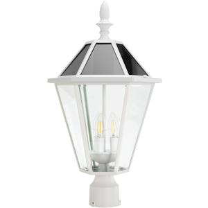 LUTEC LED Post Solar Light Outdoor,Dusk to Dawn Vintage Street Lights, 300LM, 2700K,Cast Aluminum Solar Pole Lights for Garden Pathway Yard Exterior - White (Base Not Included) (Head)