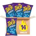 Takis Blue Heat Rolled Tortilla Chips, Hot Chili Pepper Flavored, Multipack Box with 14 Bags of 9.9 Ounces, BB Date 03/2026