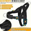 Lukovee No Pull Dog Harness & Leash Set - Heavy Duty Dog Vest Harness with Soft Padded for Medium Large Dogs, Adjustable Reflective Tactical Pet Harness for Easy Walk and Training (M, Black)