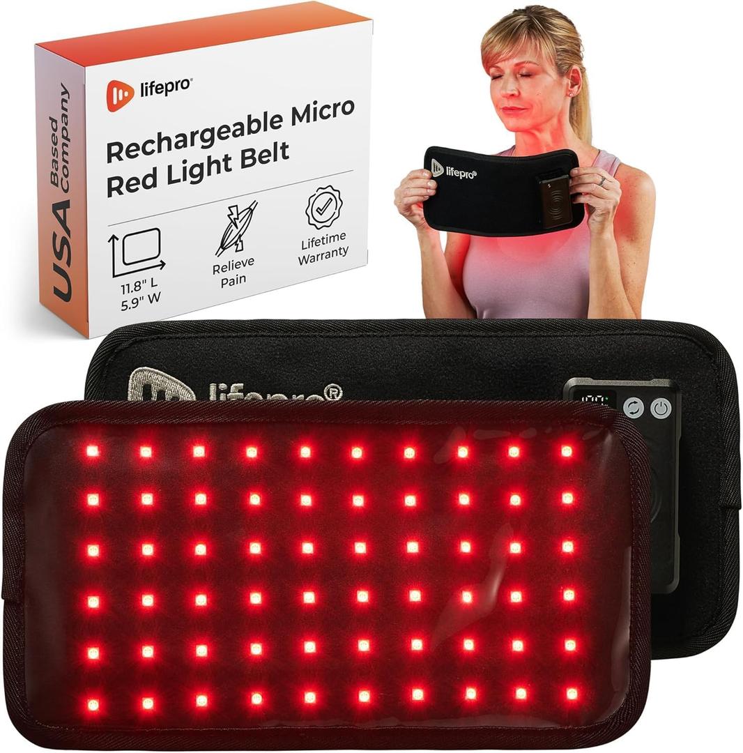 Lifepro Red Light Therapy Belt - 660nm & 850nm Near Infrared & Red Light Therapy for Body, Relaxing Muscle, Inflammation, Improve Circulation (Micro Rechargeable)