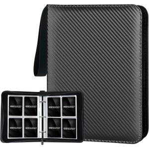 4 Pocket Trading Card Binder, Premium 400 Double Sided Pocket PU Card Collection Binder Album Folder for MTG, TCG, Sports Cards, Game Cards (Black)