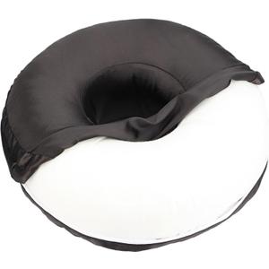 Satin Ear Piercing Pillow Removable Cover Luxury Cnh Pillow with Ear Holes for Ear Pain Side Sleepers Washable Large Donut Pillows Head Neck Support Black