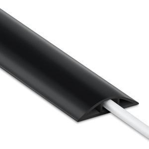 4FT Cord Cover Floor, Black Cord Hider Floor, Extension Cable Cover Power Cord Protector Floor, Cable Management Hide Cords on Floor- Soft PVC Wire Covers - Cord Cavity: 0.47" (W) x 0.24" (H)