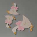 3 Pcs Silly Goose Birthday Party Decoration Pink Bow Wooden Silly Goose Baby Shower Decor Funny Table Centerpiece Gift for Party Favor Desk Tiered Tray, 5.9/4.7/3.9 Inch