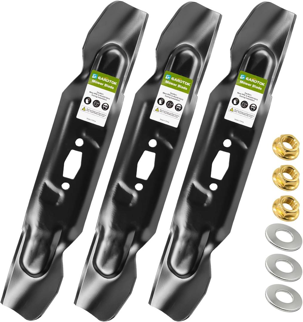 3-Pack 742P05086 54" Lawn Mower Blades with 3 Nuts & 3 Washers, High-Lift Bagging Blades for Cub Cadet XT1-GT54 XT1-ST54 ZT1-54 ZT2-54, MTD, Troy-Bilt, Replaces 742-05086 CMXGZAM110194