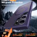 TORRAS 360Spin Magnetic Stand for Samsung Galaxy S24 Ultra Case, Compatible with Magsafe, Shockproof Military Grade Protective Slim Galaxy S24 Ultra Phone Case with Kickstand & Ring Holder, Purple