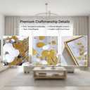 Hand-Painted White and Gold Flowers Oil Painting On Canvas for Living Room,Large 3D Floral Wall Art for Office,Framed Golden Leaf Textured Artwork for Bedroom Wall Decor 32x48inch
