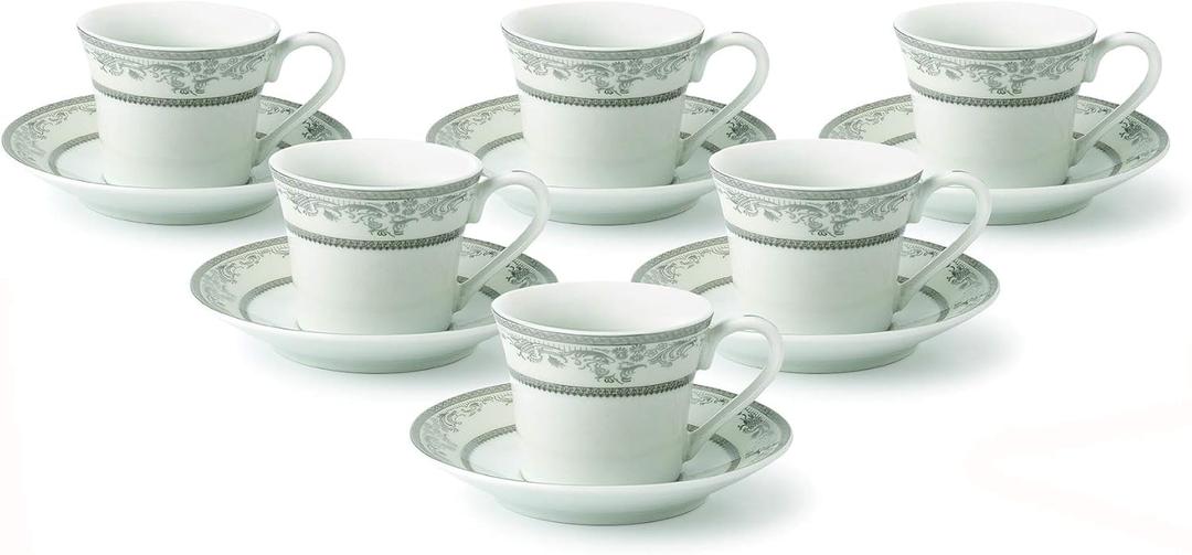 Lorren Home Trends Juliette-6 Espresso or Demitasse Cups, Silver., Holds 2 Ounces (One Size)