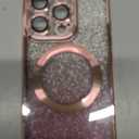 Hython for iPhone 11 Case Clear Magnetic Glitter Phone Cases [Compatible with MagSafe] Full Camera Lens Protector Slim Gradient Sparkle Luxury Plating Shockproof Protective Cover Women Girls, Pink