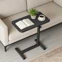 Tinysun C Shaped End Table with Adjustable Height, Couch Tables that Slide Under, Heavy-Duty Metal Sofa Side Table for Living Room, TV Tray for Eating, Lap Desk for Laptop, Small Spaces