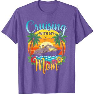 Cruising with My Mom Daughter Son Cruise Vacation Matching T-Shirt (Purple Heather, S)