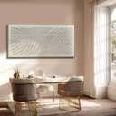 Hue7Art Line Art Canvas Wood Frame Wall Art Cream Beige Living Room 29x58, 150"L x 75"W