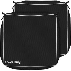 COSHNIBI Patio Cushion Covers 24'' X 24'' X 4'', Waterproof and Fade-Resistant Outdoor Cushion Cover Replacement for Slipcovers,Rattan Chair Sofa & Lounge Seat - 2 Pack, Black(Covers Only)
