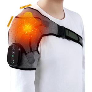 Cordless Shoulder Heating Pad with Massage, Electric Heated Shoulder Wrap with 3 Vibration & 3 Heat, Heating Pads for Rotator Cuff and Frozen Pain Relief,5000mAh Chargeable Powered,Men&Women