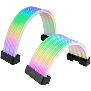 TECWARE Flex RGB, Cable Cover Kit, Light Up LED Strip Set for PSU Extensions, 5V 3 Pin ARGB Sync, Compatible with 8-Pin or 16-Pin GPU Cable, 24-Pin Motherboard Cable, Black