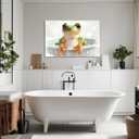 Frog Canvas Wall Art Bathroom Wall Decor Funny Frog in Bathtub Picture Animal Painting Prints Modern Bathroom Artwork Toilet Home Decor Framed - 16.00x24.00 inch