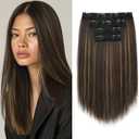 NTYNTY Hair Extensions, 10" Short Clip in Hair Extensions 4PCS Straight Natural Soft Synthetic Hairpiece for Women- Golden Blonde with Highlights