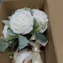 Wedding Bouquets for Bride Bridesmaid 8.5 Inch Ivory White Artificial Roses Flowers Bridal Bouquets for Bride Wedding Marriage Proposal Party Church Decoration