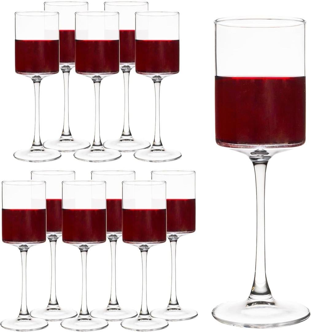 Square Wine Glasses Set of 12,10oz Large Champagne Flute, Square Unique White & Red Wine Goblets, Dishwasher-safe Clear (12)