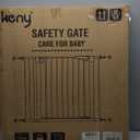 keny 29.7"-46" Baby Gate for Stairs, Auto Close Dog Gates for Doorways, Pressured Mounted No Drilling Pet Gate Extra Wide, One-Hand Opening Dual Lock Stair Gate, Indoor Kids Necessities, Black