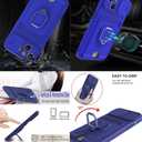 Crossbody Case for iPhone 15 Pro with Detachable Lanyard, 5-in-1 Silicone Crossbody Cover with Sliding Camera, Adjustable Necklace Rope, Card Holder, Rotating Ring Stand Case, Blue