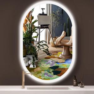 36 x 24 Inch Oval Backlit Mirror 3 Color Adjustable Brightness Backlits Oval Lighted Vanity Mirror for Bathroom Wall Horizontal Vertical Mount Antifog 36" Frameless LED Backlit Ovals Mirrors