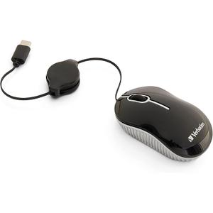 Verbatim Wired Optical USB-C Mini Mouse  Plug & Play Corded Small Travel Mouse  Black 70744