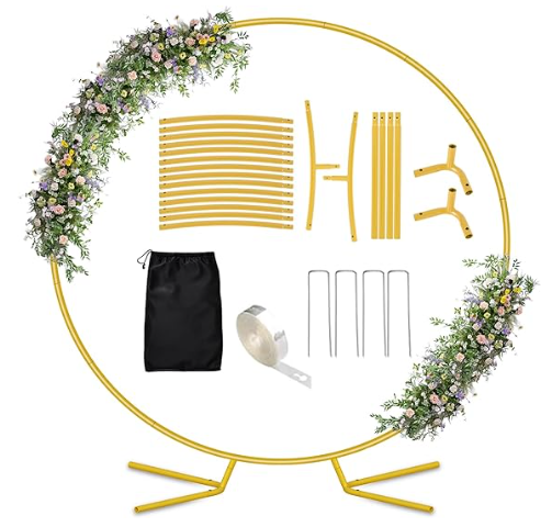 6.6FT Balloon Arch Stand, Metal Round Arch Backdrop Stand for Parties, Circle Balloon Arch Frame Wedding Arches with Upgrade base for Ceremony Birthday Party Baby Shower Decoration