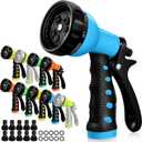 Tanlade 10 Pcs Adjustable Hose Nozzle Garden Hose Nozzle Sprayer Bulk High Pressure Hose Sprayer Water Hose Heavy Duty with 8 Adjustable Watering Patterns for Car Wash Watering Plants Showering Pets