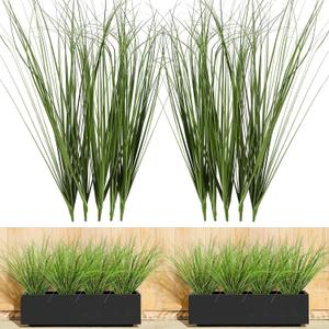 10PCS Fake Grass Filler Decor Artificial Grass Plants Outdoor Faux Plants Artificial Tall Shrubs Wheat Grass Greenery Stems UV Resistant Onion Grass For Outdoor Indoor Vase Planters Home Decor, Green