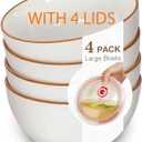 Gencywe 4 Pack Ceramic Bowls with 4 Pack Lids, 28 oz Kitchen Bowl Set for Cereal, Salad, Soup, Pasta, Dessert, Serving, Ramen, Oatmeal, Nut, Dishwasher & Oven & Microwave Safe