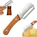 4 x Multifunctional Vegetable Peeler, 2-in-1 Peelers For Kitchen with Bottle Opener, Sharp Stainless Steel Swivel Blade, Wooden Handle, For Vegetables or Fruits that Need to Be Peeled (4)1PCS