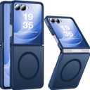 NO.1 Magnetic for Samsung Galaxy Z Flip 7 Case Compatible with MagSafe [Military Grade Drop Tested][Translucent Matte][Anti-Fingerprint] Soft Silicone Bumper for Samsung Flip 7 Case Slim,Blue