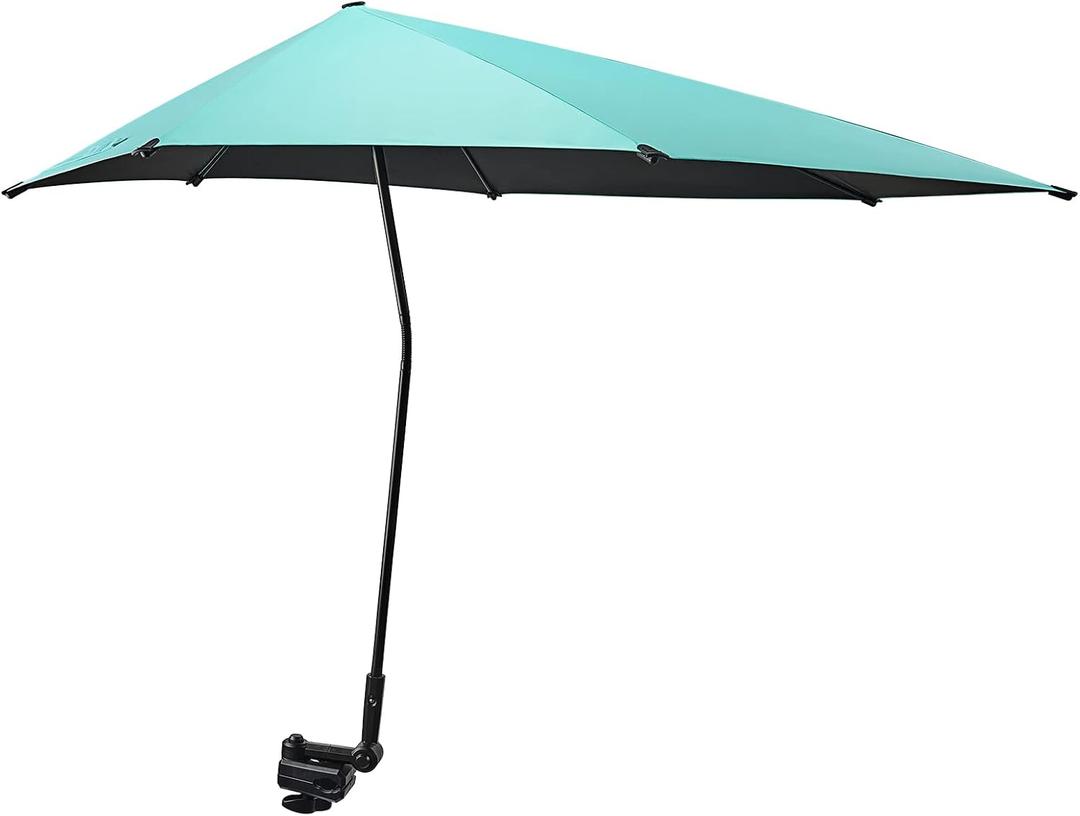 G4Free UPF 50+ Adjustable Beach Umbrella XL with Universal Clamp for Chair Stroller Wheelchair Golf Cart Bleacher Patio, 40 Inch