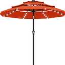 AreShark 9ft 3 Tiers Patio Umbrella with Solar Lights, Outdoor Umbrella w/ 32 LED Lights&8 Sturdy Ribs, Table Umbrella for Deck, Backyard, Pool (Orange)